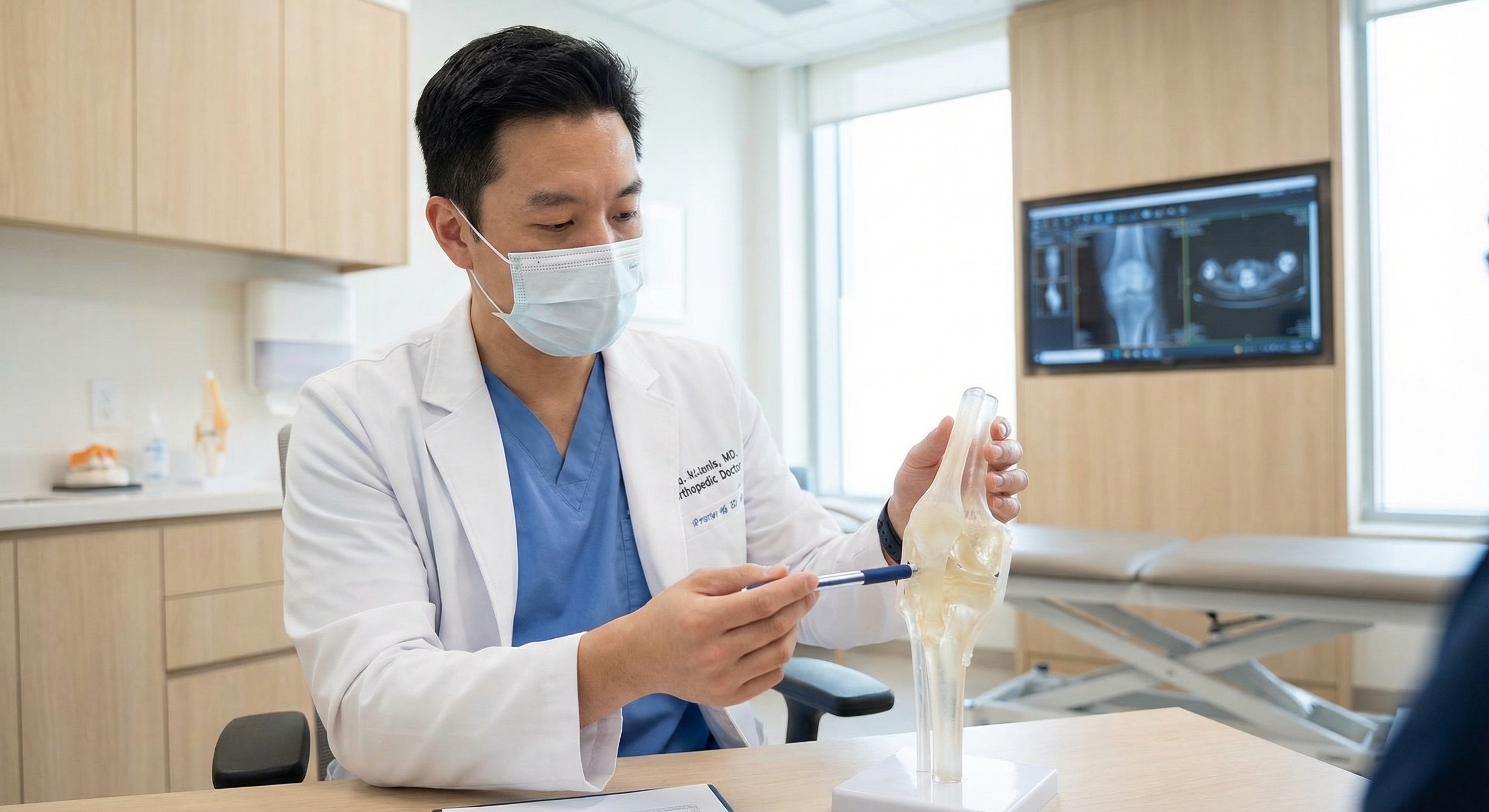 Doctor examining joint model